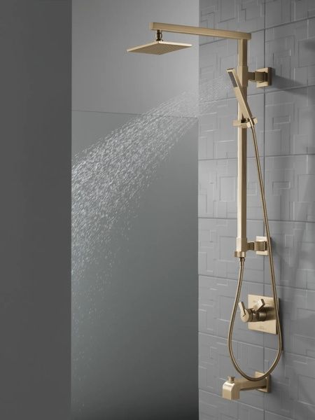 Delta Universal Showering Components Lumicoat® Champagne Bronze Square Single-Setting Raincan Shower Head-3