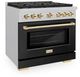ZLINE Autograph Edition Paramount 36" Satin Stainless Steel Pro Style Gas Range with Black Matte Door and Polished Gold Accents-2