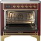 Ilve® Majestic III 36" Burgundy Pro Style Induction Range with Triple Glass Door and Brass Trim-1
