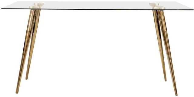 Coaster® Gilman Glass Top Dining Table with Polished Gold Tapered Legs-0