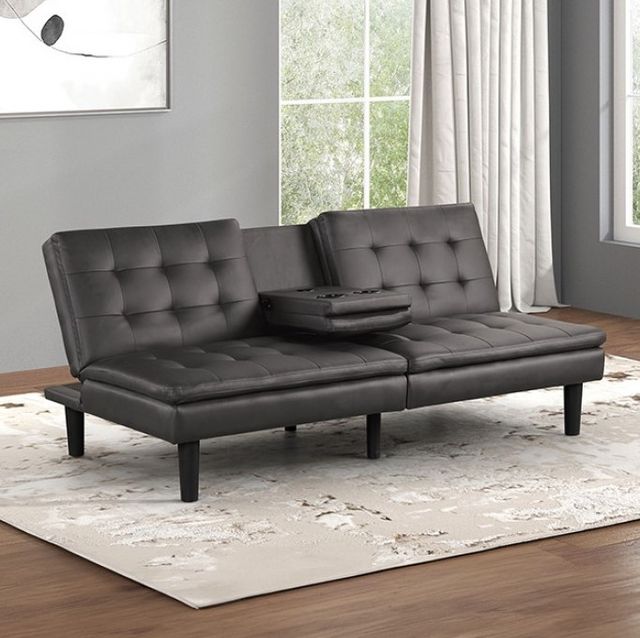 Furniture of America® Eidsberg Gray Futon Sleeper Sofa-1