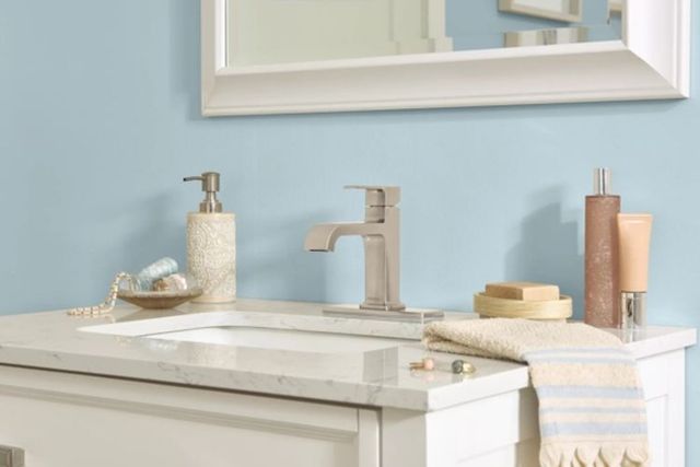 Peerless Ezra® Brushed Nickel Single Handle Curved Spout Lavatory Faucet-0