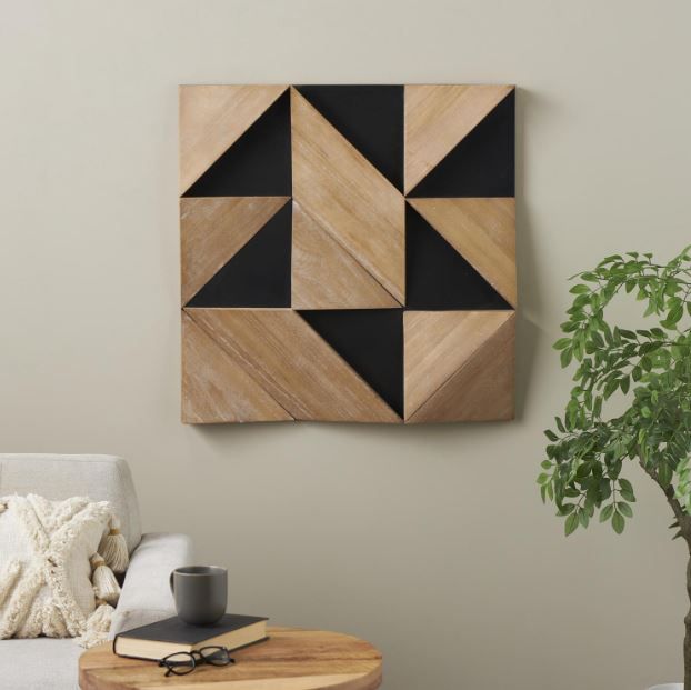 Deco Marche Brown Triangle Wall Decor with Black Backing-4