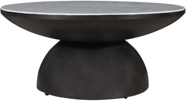 Jofran Inc. Circularity Black Round Cocktail Table with White Marble Top-0