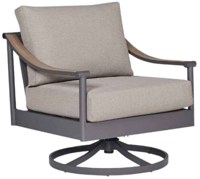 Signature Design by Ashley® Ocean Beach Gray Aluminum/Fabric Outdoor Swivel Lounge Chair-0