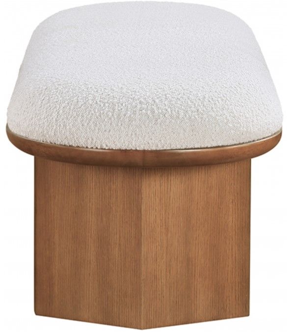 Meridian Furniture Wilshire Cream/Walnut Upholstered Bench-1