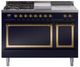 Ilve® Nostalgie II Noblesse 48'' Midnight Blue Pro Style Dual Fuel Range with Brass Trim-0