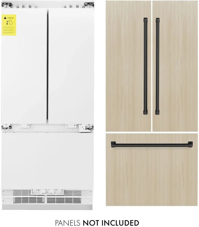 ZLINE Autograph Edition 36" 19.6 Cu. Ft. Panel Ready Built In Counter Depth French Door Refrigerator with Matte Black Accents-3