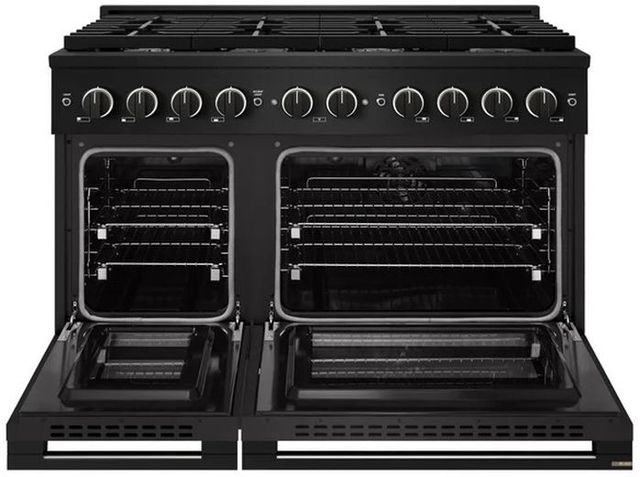 ZLINE Marino 48" Black Stainless Steel Pro Style Dual Fuel Range with 8 Brass Burners-1