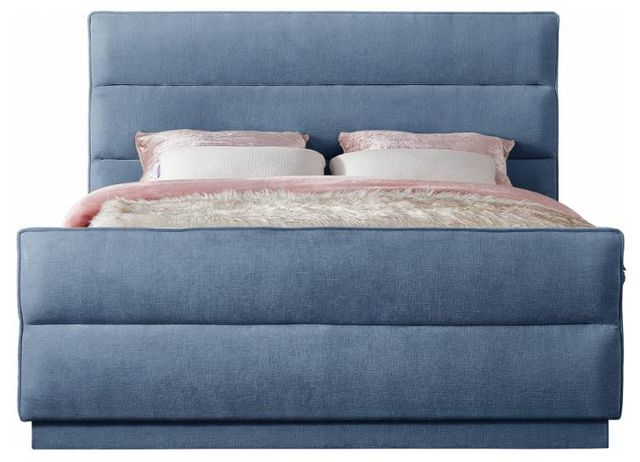 Meridian Furniture Paxton Light Blue Queen Upholstered Panel Bed-1