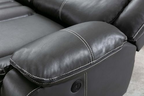 Milton Greens Stars 6-Piece Gray Faux Leather Modular Power Recliner Sectional -3