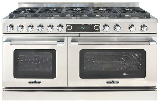 Capital Cooking™ Grand Chef 60" Stainless Steel Sealed Burner Pro Style Dual Fuel Range with Open Power Wok-0