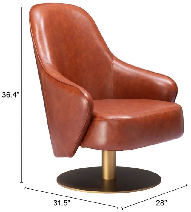 Zuo® Modern Withby Brown Accent Swivel Chair-2