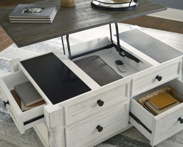 Signature Design by Ashley® Havalance Gray Wood Lift-Top Cocktail Table with White Base-7