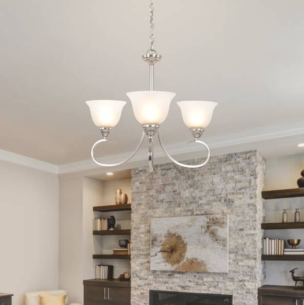 YHD Ribbon Falls Satin Nickel 3-Light Chandelier-1
