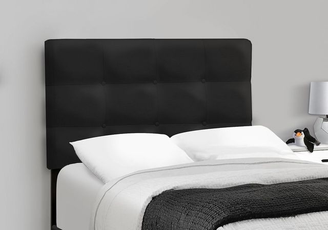Monarch Specialties Inc. Black Twin Upholstered Panel Youth Bed-2
