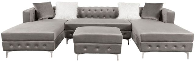 Furniture of America® Ciabattoni  4-Piece Gray Double Chaise Sectional-0
