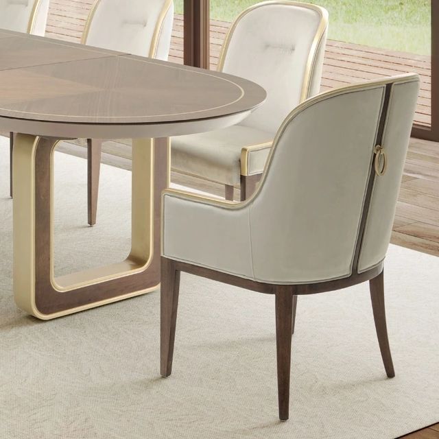 Michael Amini® Houston Mushroom Gray/Walnut Arm Chair-1