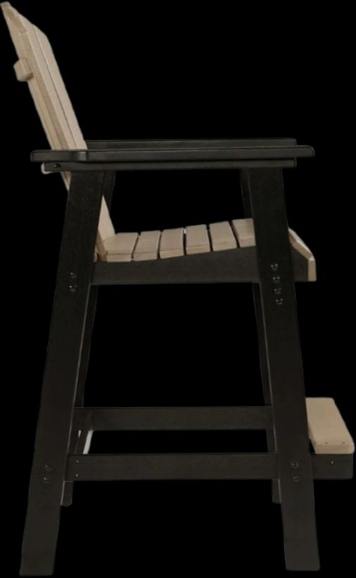 Signature Design by Ashley® Fairen Trail 2-Piece Black/Driftwood Polyethylene/Stainless Steel Outdoor Tall Barstool-4