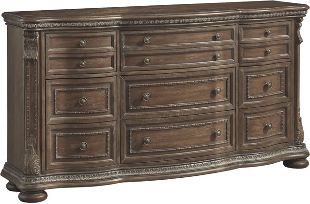  Signature Design by Ashley® Charmond 6-Piece Brown King Upholstered Sleigh Bed Set-2