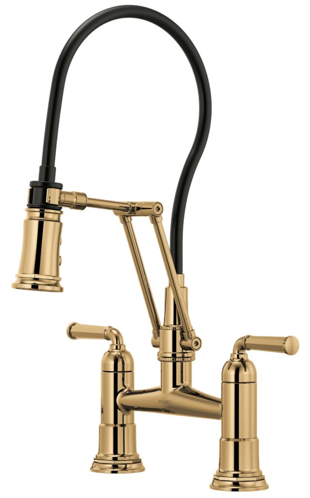 Brizo Rook® Brilliance® Polished Gold Articulating Bridge Faucet-0