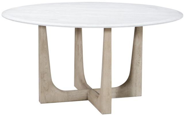 Theodore Alexander Repose White Round Dining Table with Gray Oak Base-0