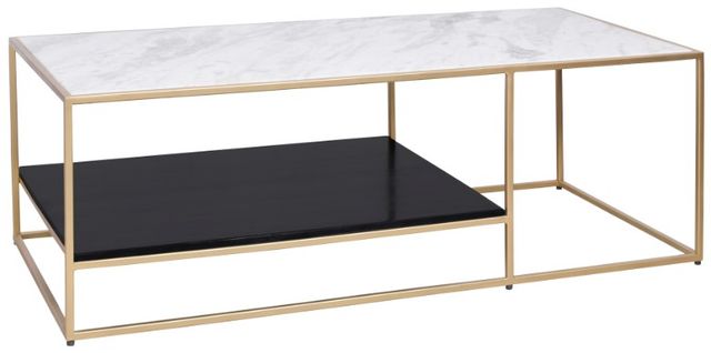 Moe's Home Collection Mies Black/White Coffee Table with Gold Frame-0
