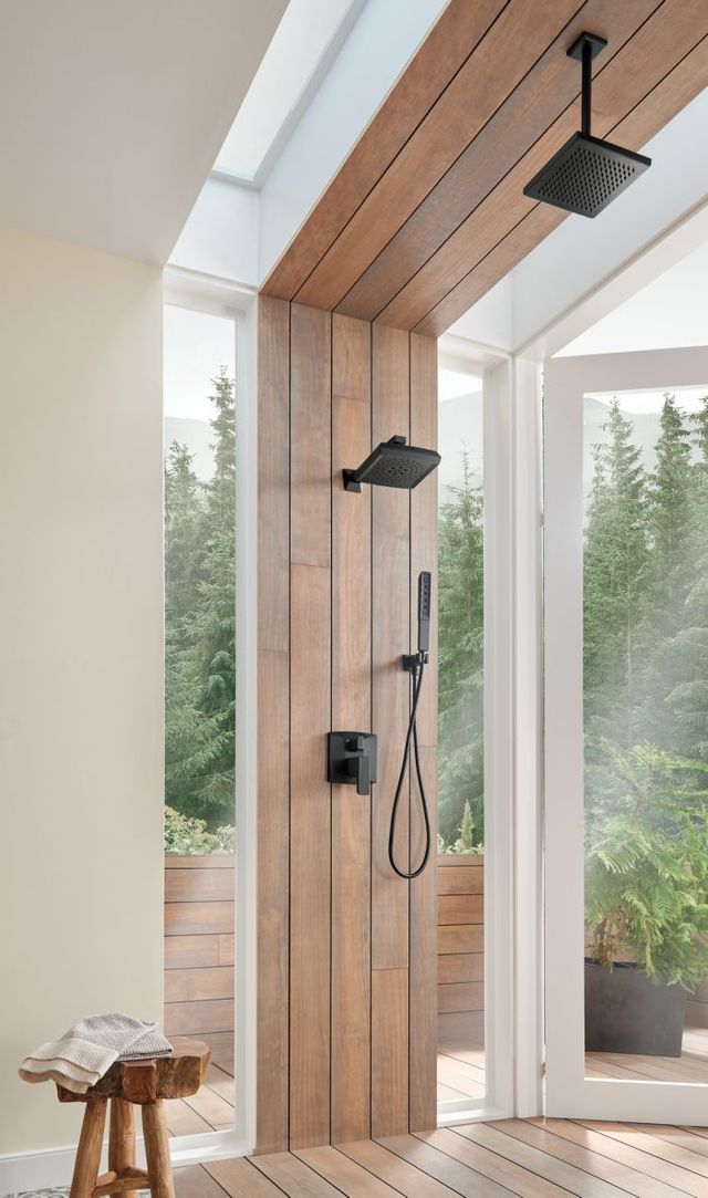 Brizo Vettis® Matte Black Pressure Balance Valve with Integrated 6-Function Diverter Trim-2