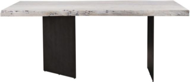 Moe's Home Collection Evans White Washed Dining Table with Black Metal Base-2