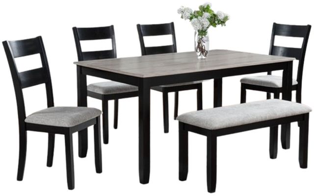 Crown Mark Lester 6-Piece Black/Gray Dining Set-0