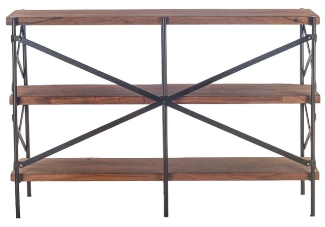 Home Trends & Design Organic Forge Antique Zinc/Raw Walnut Wide Bookshelf-1