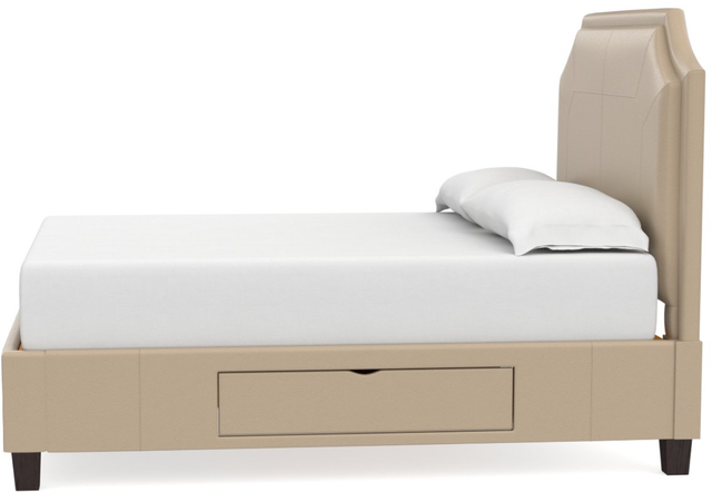 Bassett® Furniture Custom Upholstered Beds Florence Leather Clipped Corner Storage Bed-2