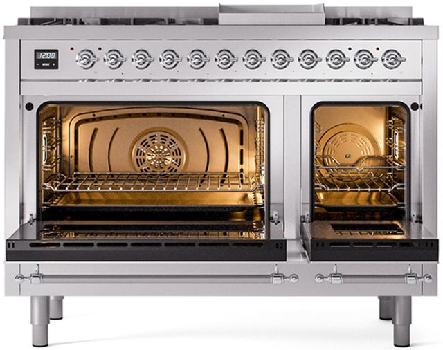 Ilve® Nostalgie II Series 48" Stainless Steel Pro Style Dual Fuel Range-1