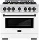 ZLINE Autograph Edition 36" Stainless Steel Pro Style Gas Range with White Matte Door and Matte Black Accents-0