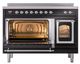 Ilve® Nostalgie II Noblesse 48'' Glossy Black Pro Style Induction Range with Chrome Trim-3