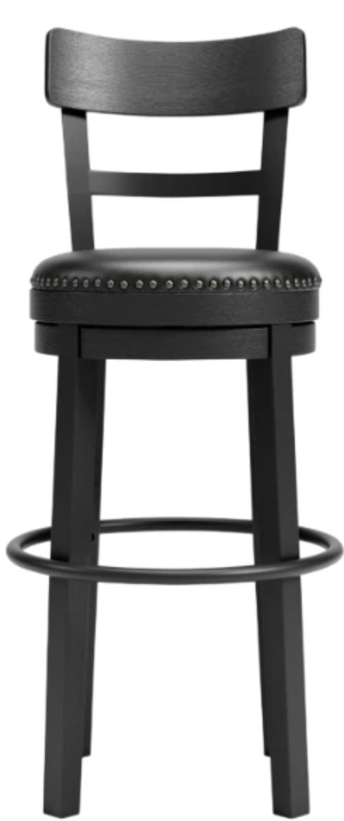 Signature Design by Ashley® Valebeck Black Tall Upholstered Swivel Bar Stool-1