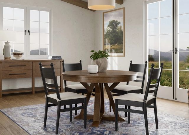 Riverside Furniture Calhoun 2-Piece Ebony Whiskey Oak Ladderback Side Chair Set-1