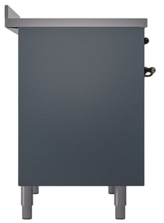 Ilve® Nostalgie II Noblesse 40'' Blue Gray Pro Style Induction Range with Burnished Trim-2
