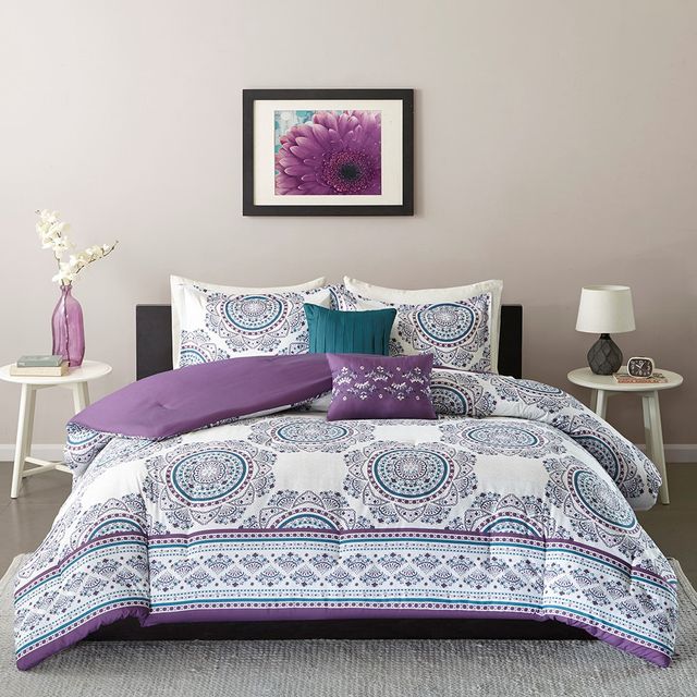 Olliix by Intelligent Design Anika Purple Full/Queen Comforter Set-0