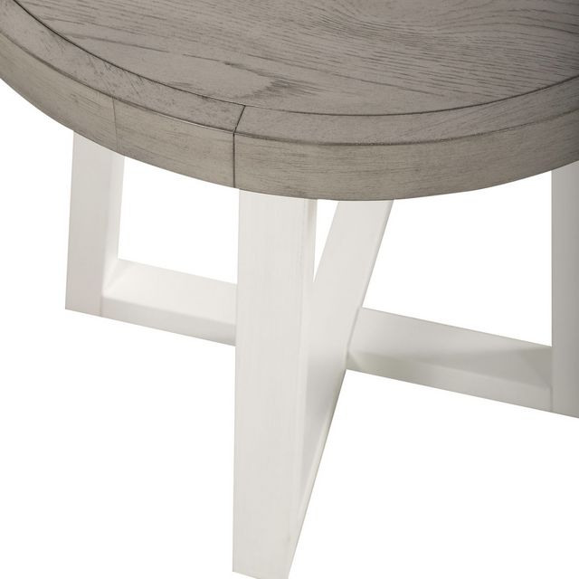 Liberty Furniture Palmetto Heights Shell White Round End Table with Driftwood Top-2