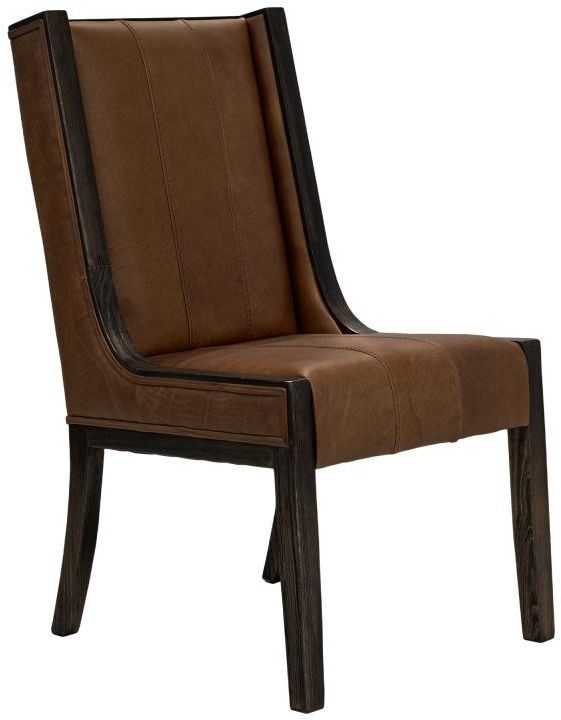 International Furniture Direct Balam Black/Brown Leather Dining Side Chair-0