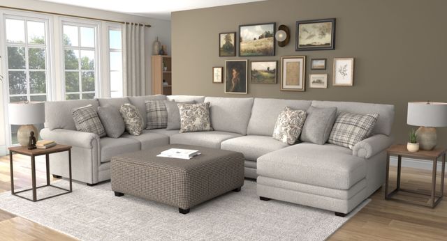 Jackson Furniture Livingston 4-Piece Linen U-Shape Sectional with Ottoman-1