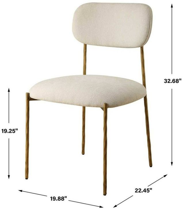 Uttermost® Capture 2-Piece Antique Gold/White Dining Side Chair Set-3