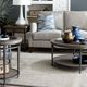 Hammary® Austin Antiqued Dark Bronze Top Round Coffee Table with Medium Brown Base-1