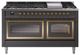 Ilve® Nostalgie II Noblesse 60'' Graphite Matte Pro Style Dual Fuel Range with Brass Trim-0