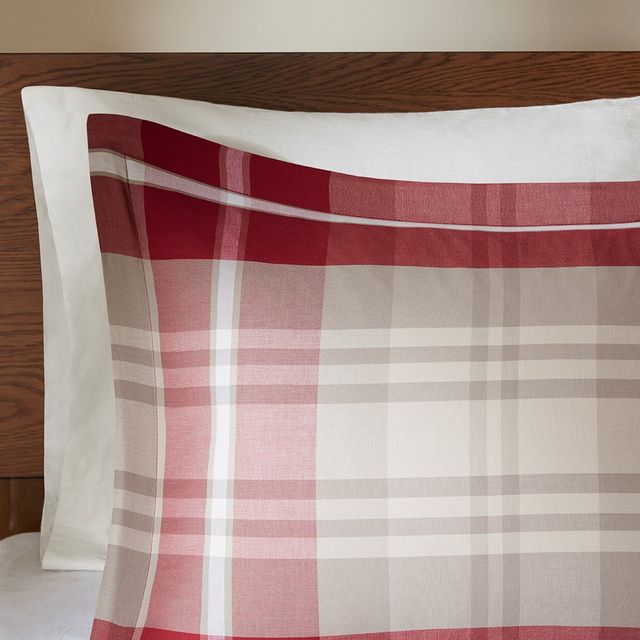 Olliix by Woolrich Tan/Red Full Sheridan Oversized Cotton Comforter Set-3