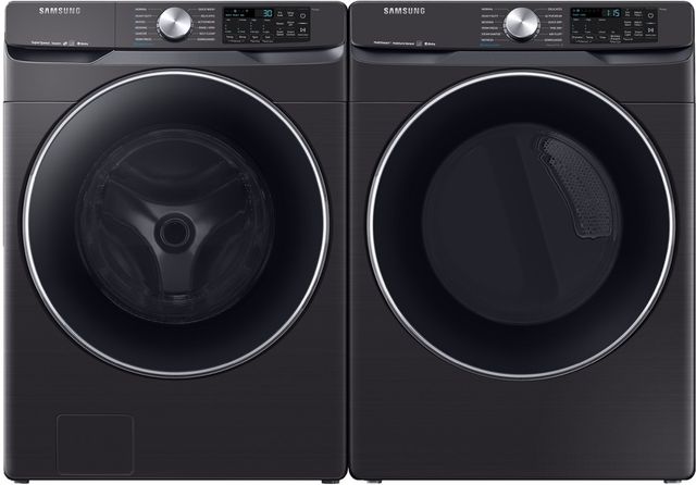 Samsung Fingerprint Resistant Black Stainless Steel Front Load Laundry Pair-0