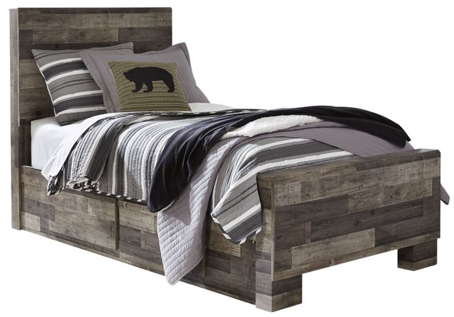 Benchcraft® Derekson Multi Gray Twin Panel Bed with 2-Drawers Storage-0