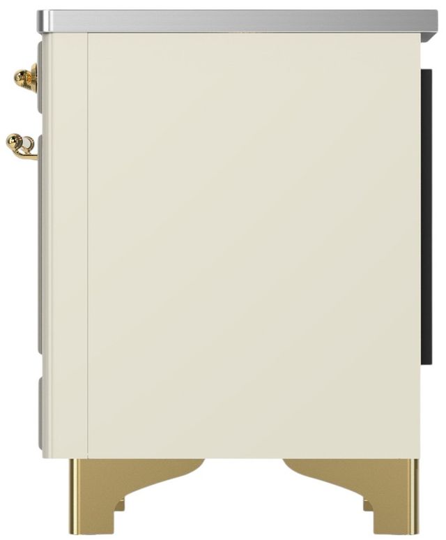 Ilve® Majestic III 40" Antique White Pro Style Induction Range with Triple Glass Door and Brass Trim-3
