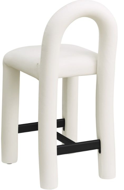 Meridian Furniture Amari Cream Leather Upholstered Counter Stool-4